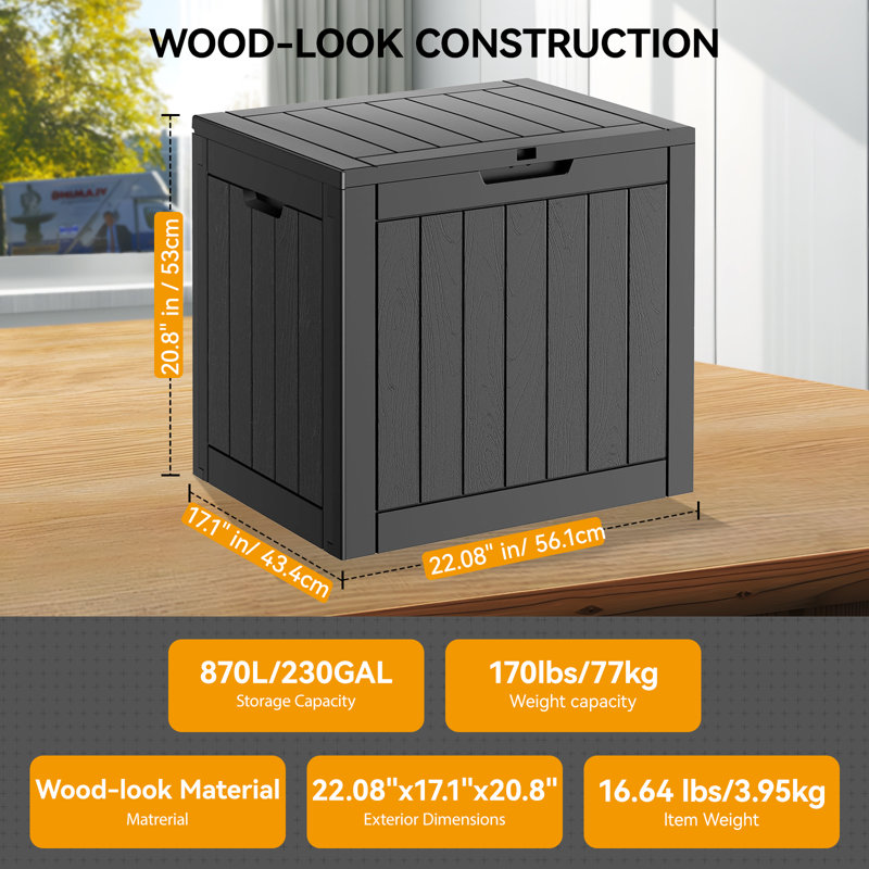 Boîte de rangement 31 gallons imperméable, durable et verrouillable avec siège, Noir