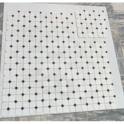 2 po HEX BIANCO DOLOMITE AVEC NOIR