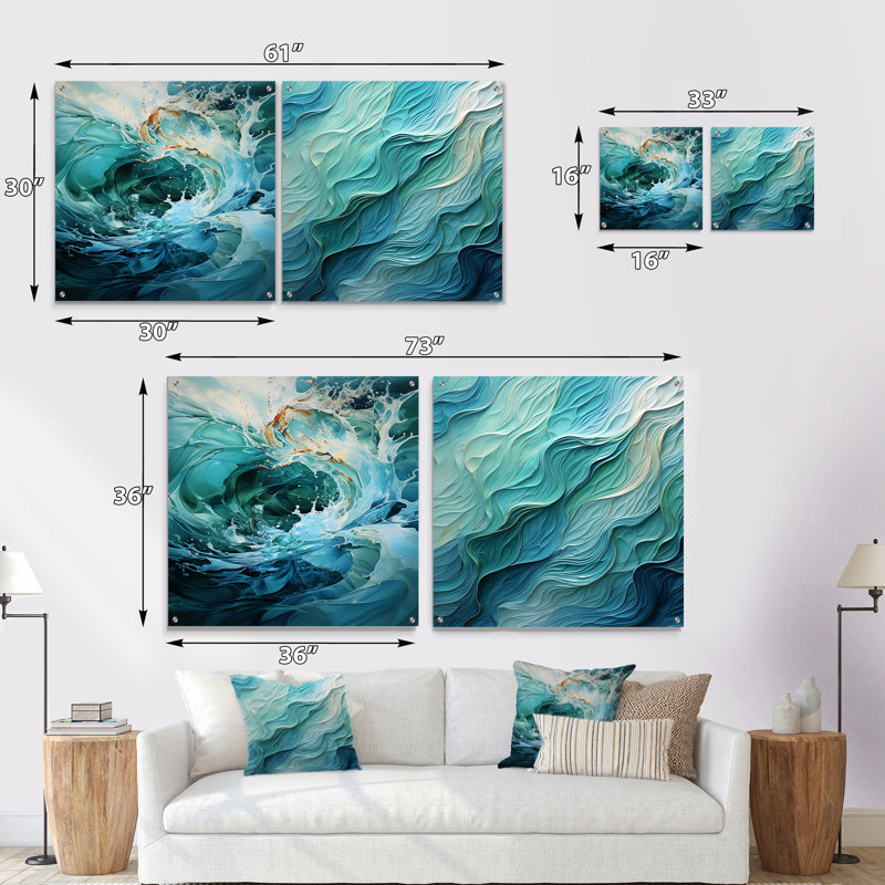 Clari - ensemble de 2 peintures murales abstraites en acrylique, H 36 po x l 73 po