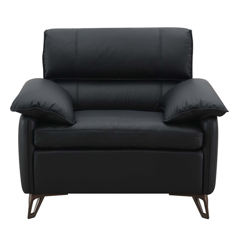 Chaise Eilene, cuir fleur noir