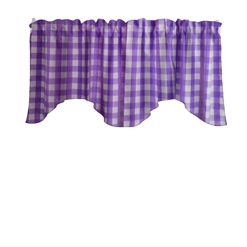 Cantonnière festonnée à carreaux Gingham, Mauve
