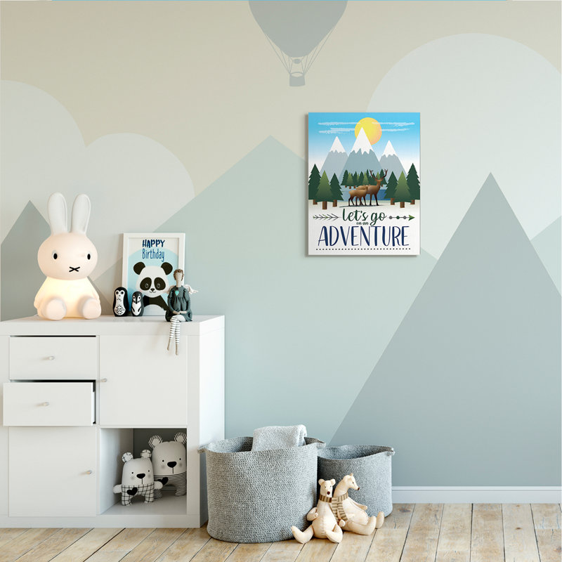 Aleia «All Go Adventure», phrase, forêt, animal, chaîne de montagnes, art, H 20 po x l 16 po, Toile tendue