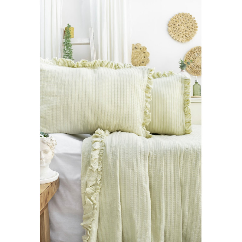 Luxurious 100% Cotton Pique Set, Green | Jacquard Design | Includes 2 Pillowcases (19.7 x 27.6 inches) | Soft, Durable, Machine Washable | Perfect for Elegant Bedding & Home Decor