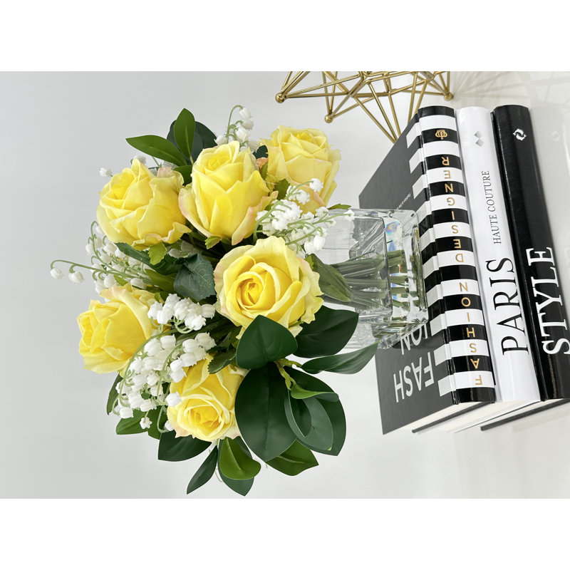 Yellow Real Touch Roses Arrangement