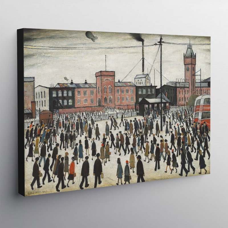Going To Work by L.S. Lowry - Wrapped Canvas Painting, 31cm H x 41cm W 