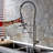 Brushed Nickel Kitchen Faucet With Adjustable Pull Down , For Contemporary Kitchens Hot And Cold Surface, Build