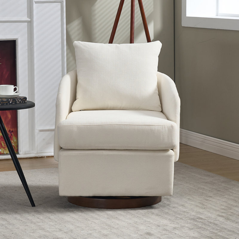 Modern Swivel Accent Chairs Boucle Barrel Arm Chairs Round Cozy Upholstered Reading Chairs Comfy Fabric Sofa Chairs For Living Room/Bedroom