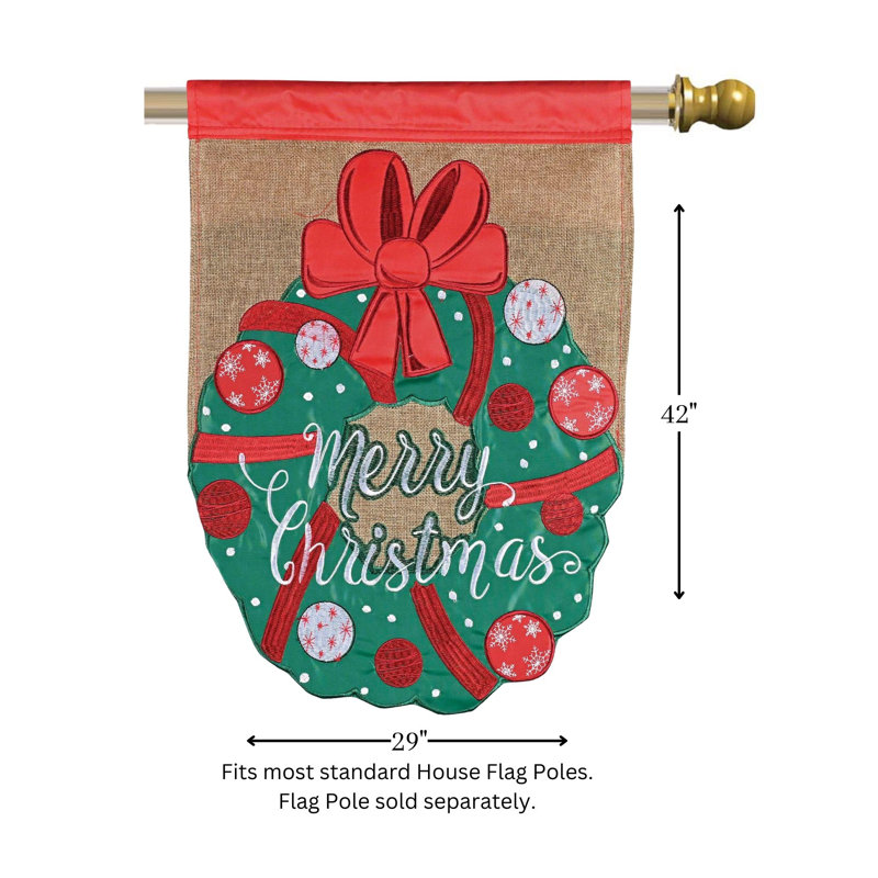 Couronne de drapeau Merry Christmas, H 42 po x l 29 po