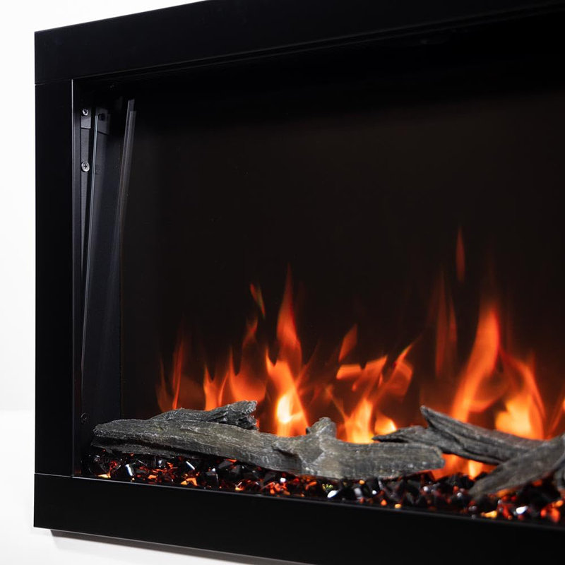 Highmark Recessed or Wall Mounted Electric Fireplace Heater, 10 Flame Colors, Google & Alexa Compatible, Logs & Crystals, Remote Control