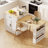 Kitchen island with Extendable Dining Table, Storage 2 Drawers 2 Side Open Shelves