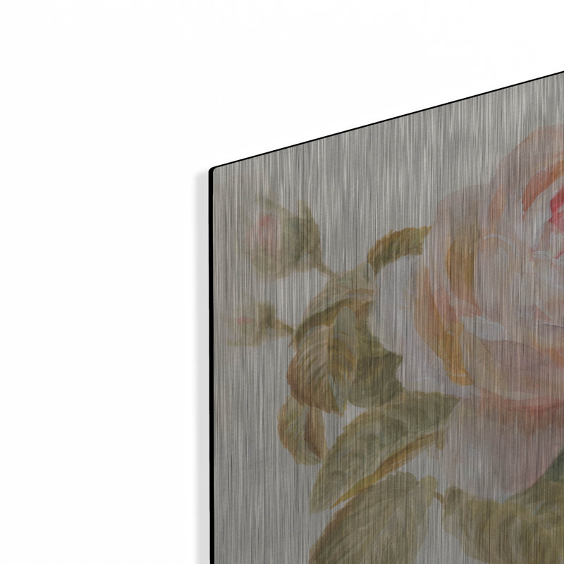 Art mural en métal House of Hampton® «Garden Rose C» par Danhui Nai, H 12 po x l 12 po