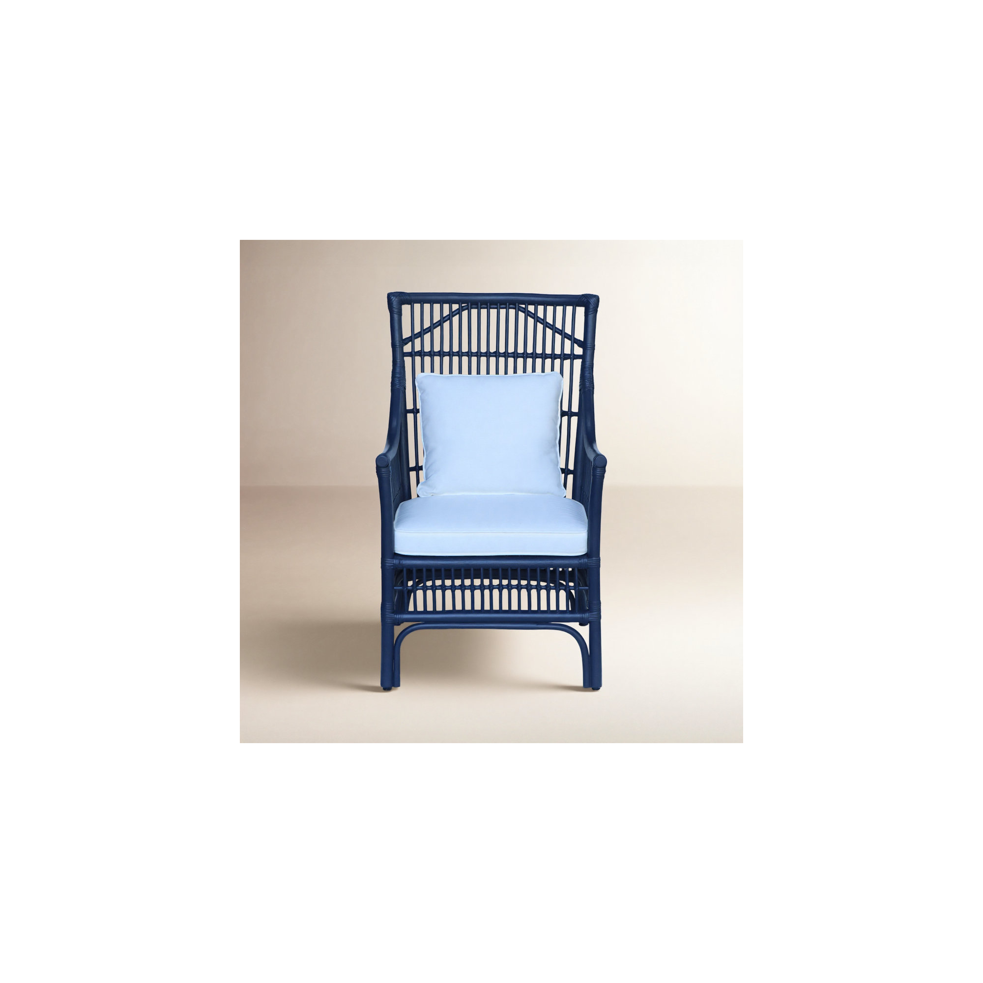 Jamestown Slat Back Rattan Armchair, Navy