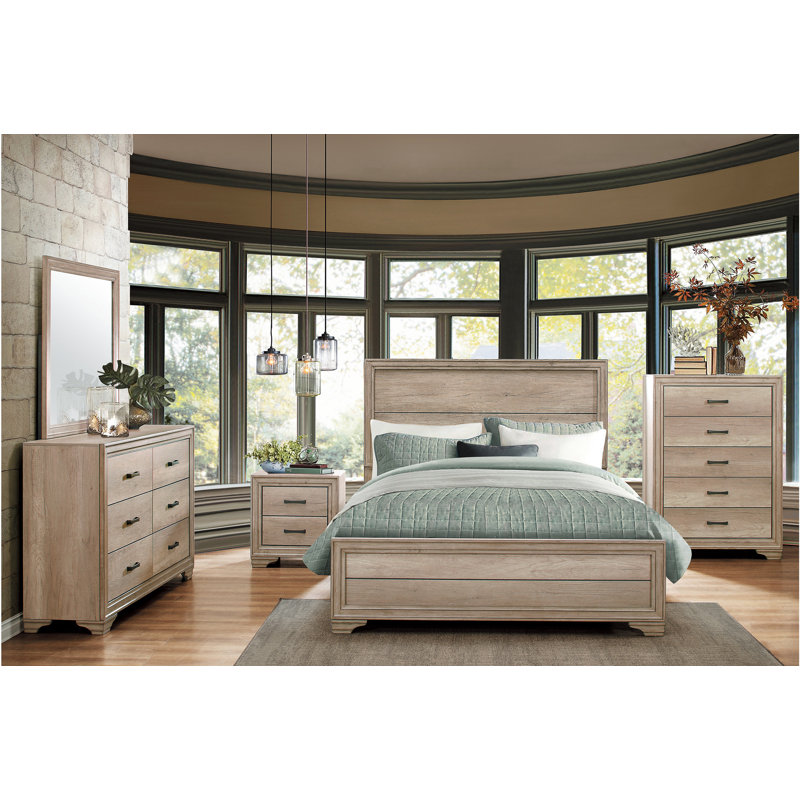 Ensemble de chambre à coucher Hatti, Grand, Trois articles : lit, deux tables de chevet  