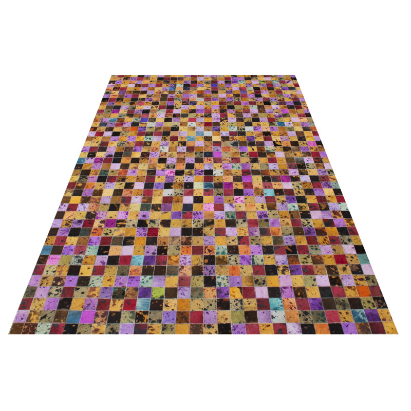 Sao Paulo Geometric Cowhide Hand Woven Area Rug, Rectangle 140 x 200cm