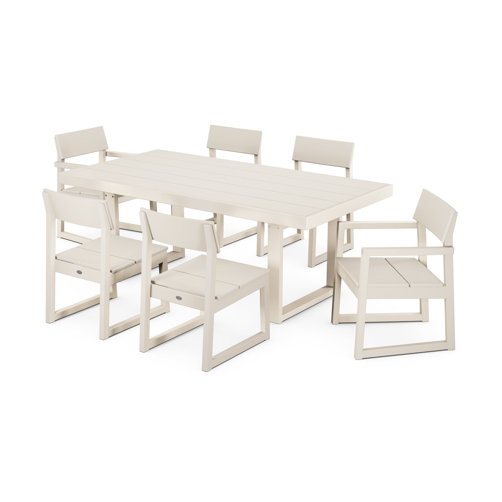 Edge Rectangular 6-Person 78'' Long Dining Set, Sand