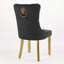 Chaise de salle à manger rembourrée en velours avec pieds cloutés en bois doré-676767645