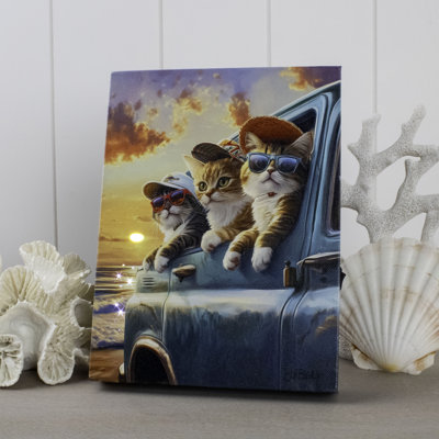 Cats Beach Truck 8X6 Lighted Tabletop Canvas