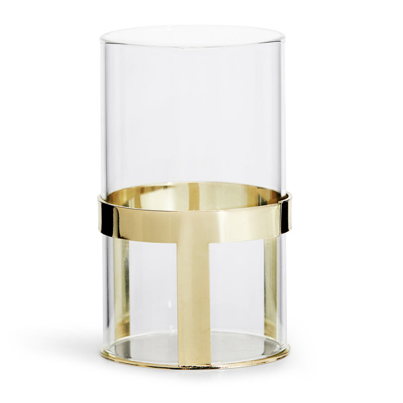 Glass Tabletop, Gold, 10" H x 11" W x 11" D