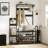Parent-Child Industrial Hall Tree: Coat Rack Shoe Bench with Storage Cubbies, Hooks & Top Shelf-112623937