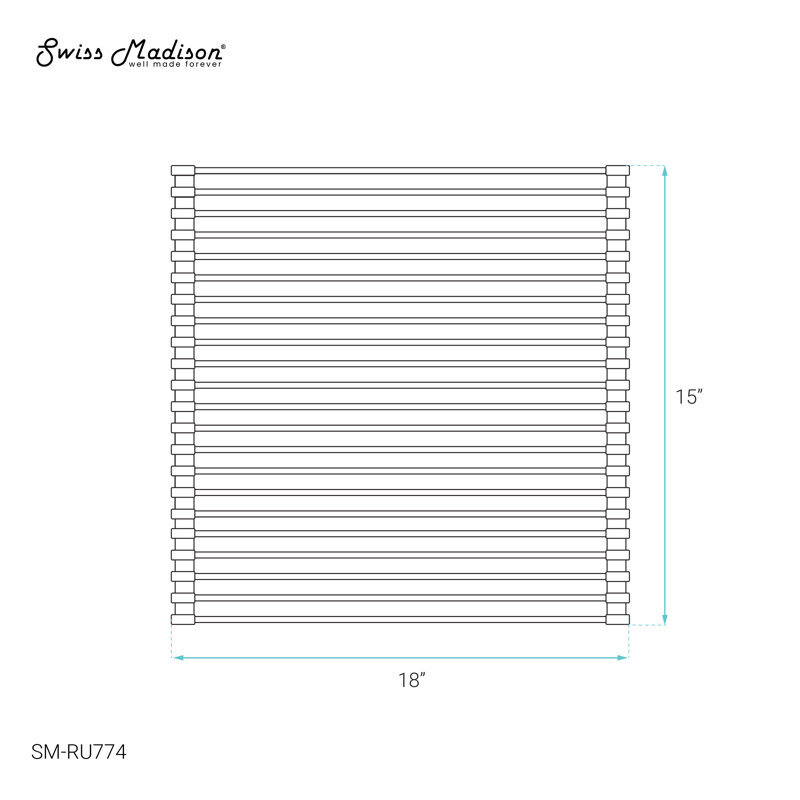 Grille d'évier en acier inoxydable 15 x 18 Swiss Madison