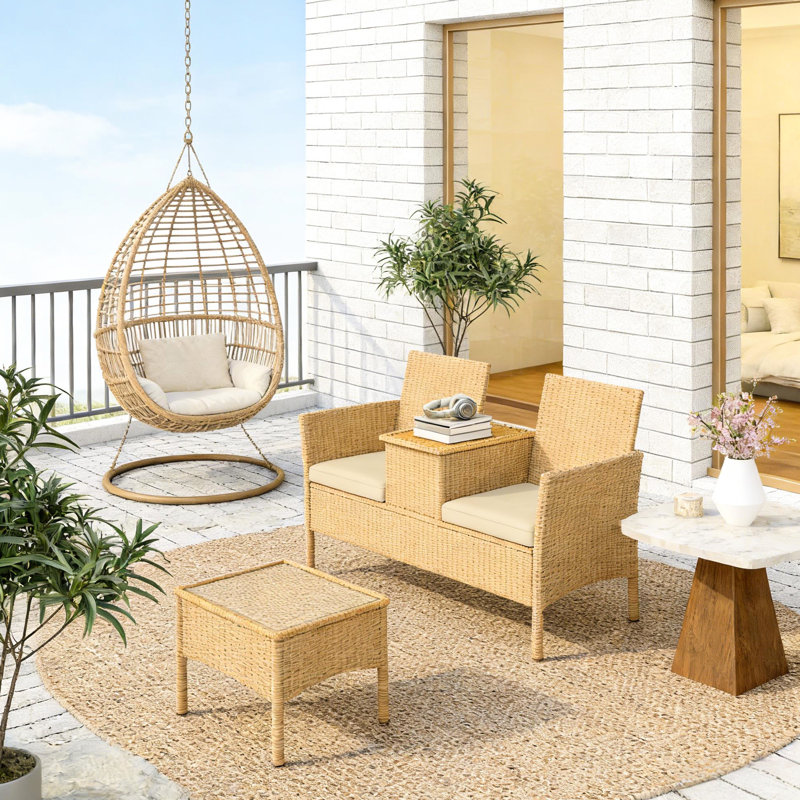 Extérieur avec table rabattable et compartiment caché, coussins confortables, convient aux balcons