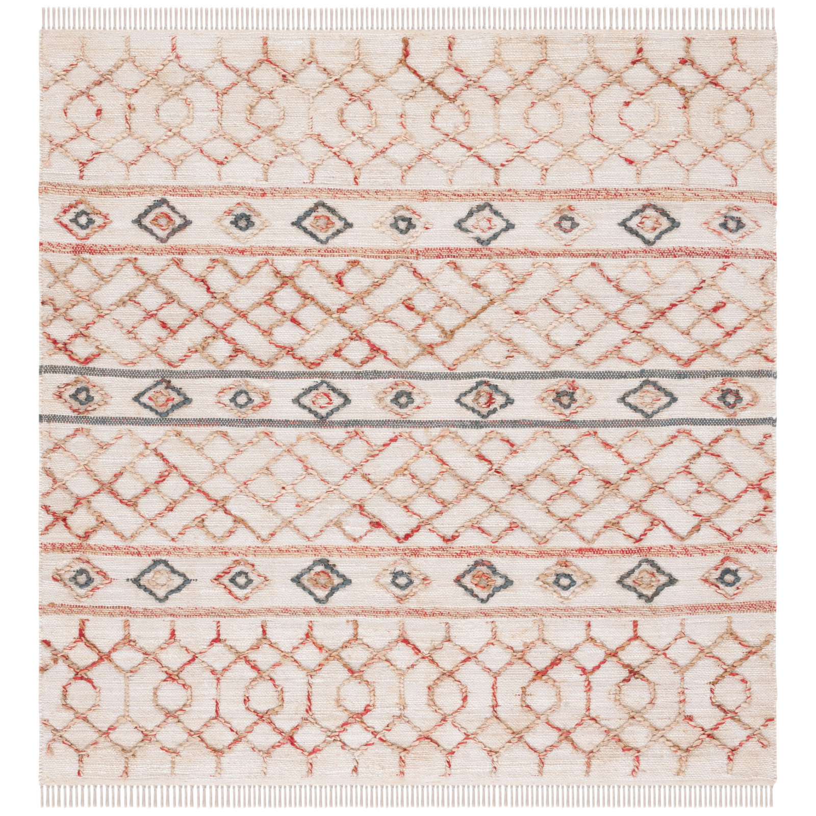 Kiya Natural Ivory Hand-Loomed Jute Rug, Square 1'6"