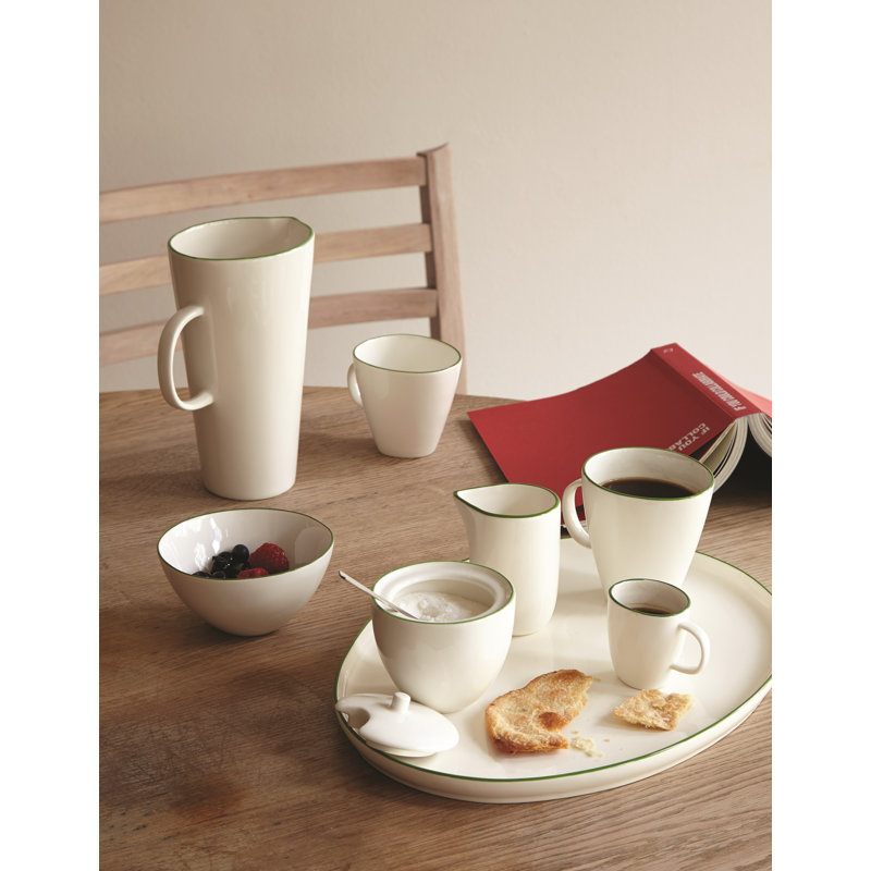 Abbesses 4 Piece Rice Bowl Set, White/Green
