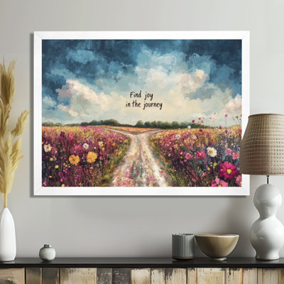 White Blue Find Joy in the Journey motivation - Picture Framed Wall Art