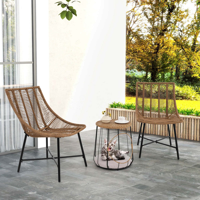 Ensemble de 3 meubles d'extérieur avec maison pour animaux et structure en métal robuste