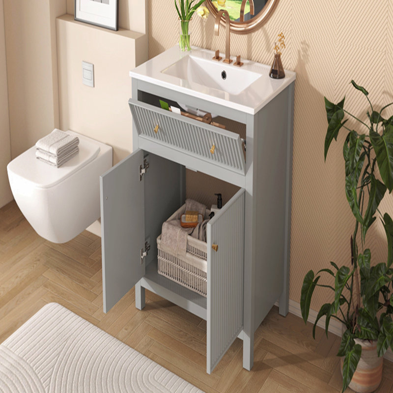 30'' Bathroom Vanity With Ceramic Sink, Free Standing Single Vanity Set With Soft Closing Doors, Modern Style