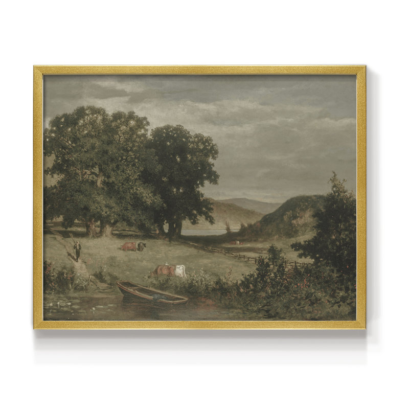 Paysages rétro - DCXCIX - Reproduction encadrée - réarmable, H 22 po x l 28 po, Doré