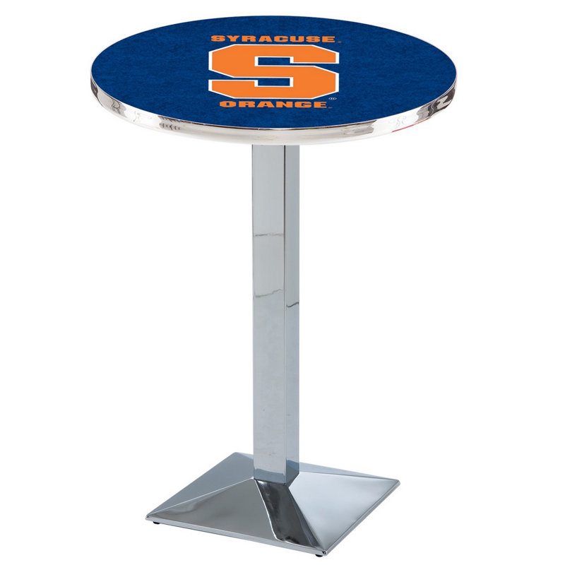 Round Metal Base Dining Table, Chrome, Syracuse University