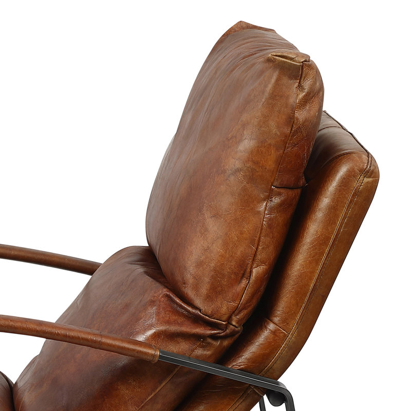 Gibb 25.5'' Wide Full Grain Leather Lounge Chair, Cognac