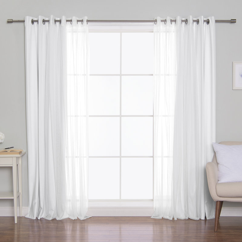 Paire de rideaux occultant en polyester Fortson Max, 52 po x 84 po, Blanc