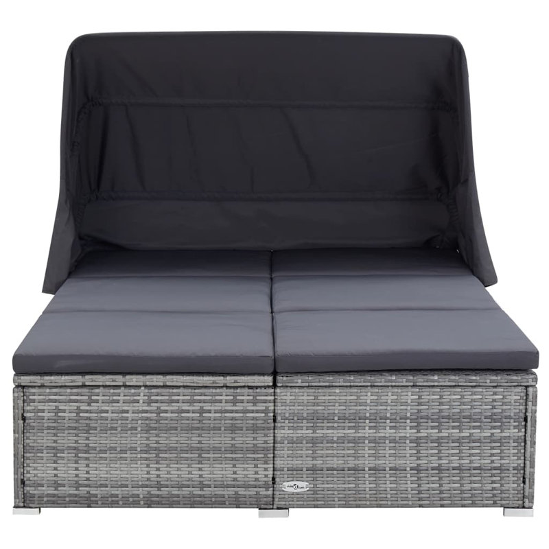 Lit de jour rectangulaire avec coussins 79,5 po Lowall, Gris foncé, gris