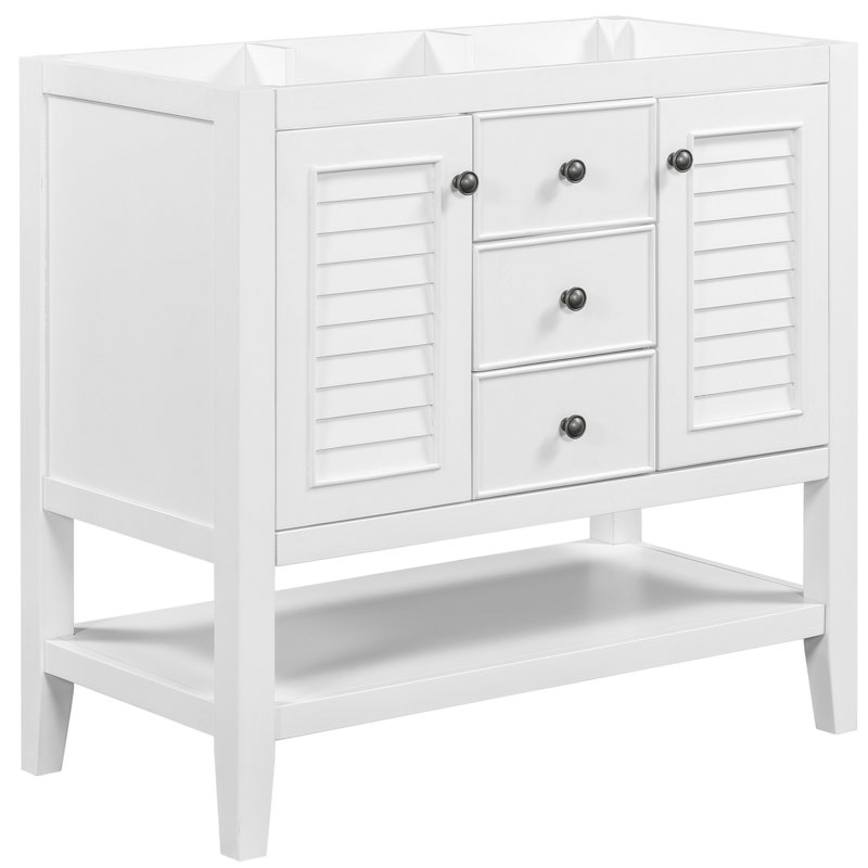Base de meuble-lavabo autoportante de 35,86 po Monahon uniquement en blanc