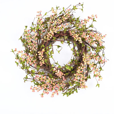 24" Artificial Farmhouse Twig Foliage Leaves Berry Fall Harvest Front Door Wreath Thanksgiving Day Decor