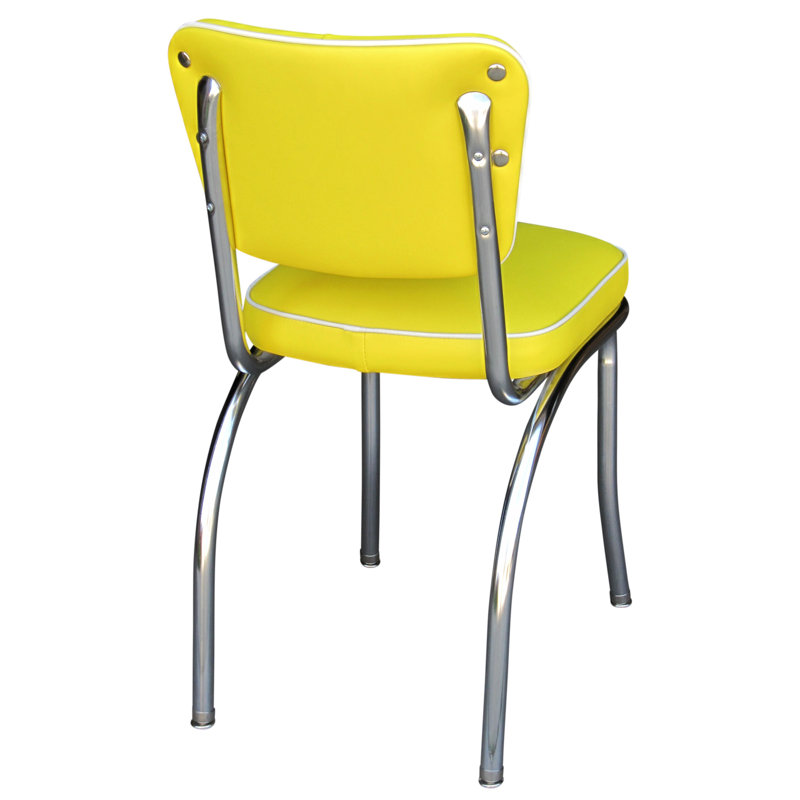 Retro Home Upholstered Tufted Back Dining Chair, Yellow