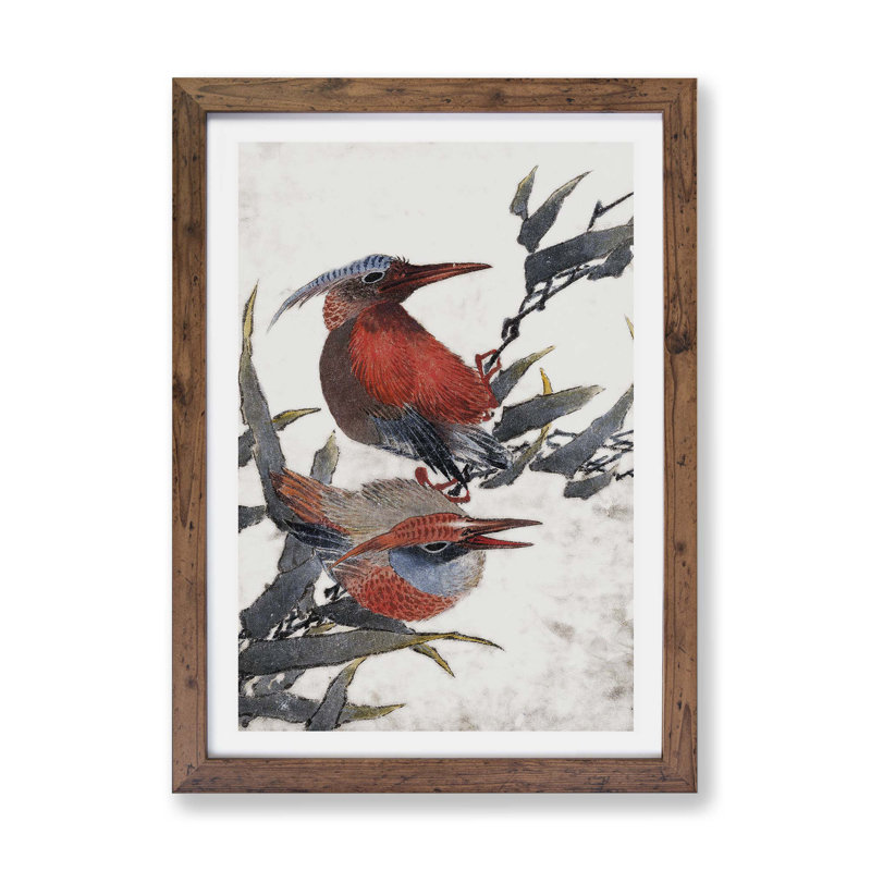 Two Birds by Katsushika Hokusai - Framed Print, Walnut, 45cm H x 63cm W x 2cm D
