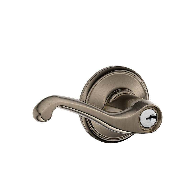 Flair Lever Keyed Entry Lock, Satin Chrome, null