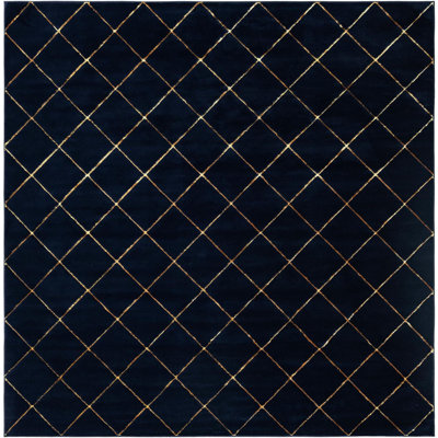 Contemporary Etowah Area Rug Navy Blue and Gold Color