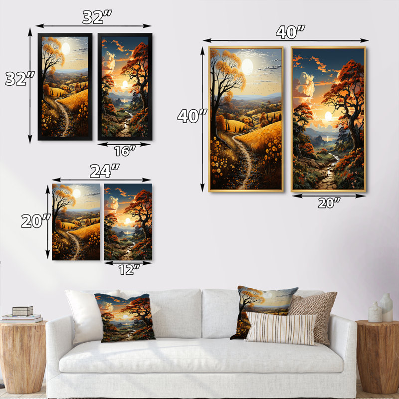 «Countryside Harvest Gold Patchwork», 2 pièces, H 20 po x l 24 po, Cadre blanc
