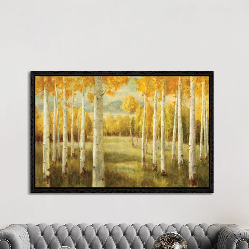 Aspens by Danhui Nai - Painting on Canvas, Black Framed, 152.5 cm H x 101.5 cm W