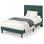 Lit simple - tête de lit tapissier en tissu, lattes en métal, rangement sous le lit, vert-2110573109-2110573119