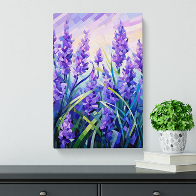 Lavender Flower Cubism - Wrapped Canvas