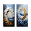 «Gold and Blue Turbulent Waters Spiral I - Abstract Spirals», ensemble de 2 pièces d'art mural-1012311788-1012311784