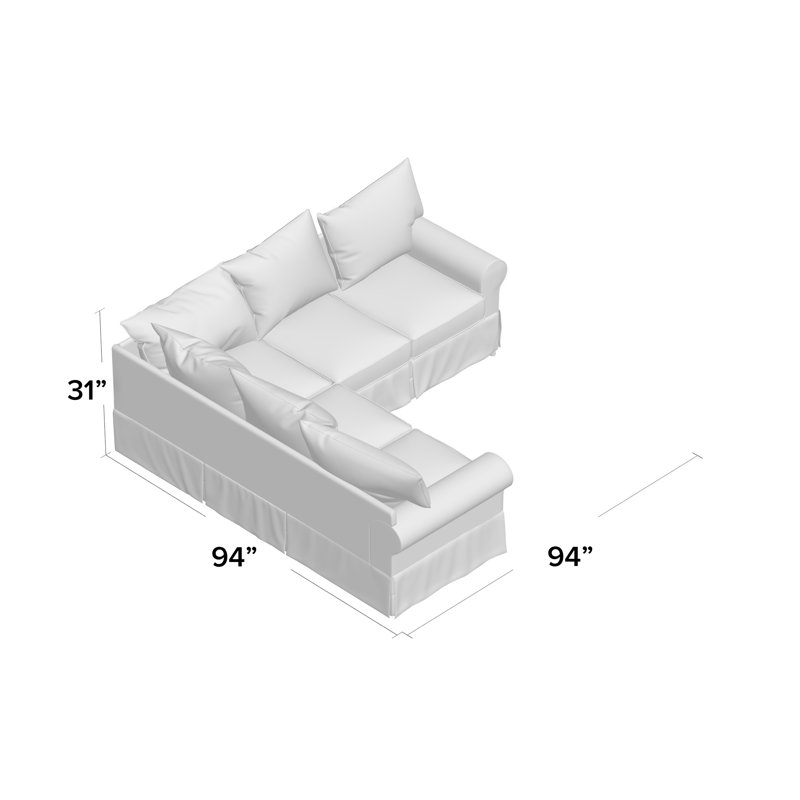 Friedman 94" Wide Symmetrical Corner Sectional, Apollo Pebble Boucle