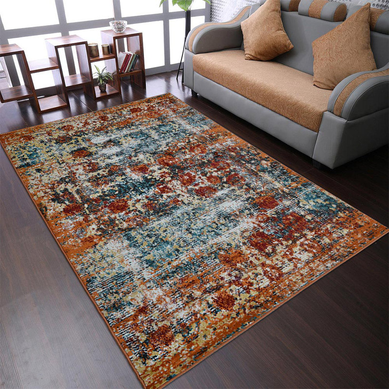 Crayton Machine Made Heatset Polypropylene Area Rugs - Rectangle, Caramel Color, Oriental Design, Low Pile Machine Made Area Rugs for Living Room, Bed Room