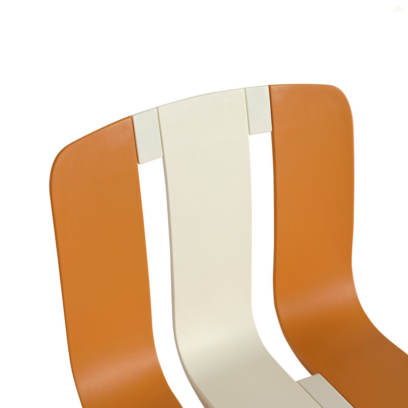 Holiday - 4-Pack Modern Striped Color Block Chairs – Indoor/Outdoor PP Plastic Seat & Sturdy Metal Legs, Vibrant White, Orange, Beige – For Living Room, Balcony, Café, Terrace