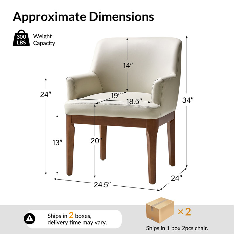 Ensemble de chaises de salle à manger de style Mid-Century moderne en similicuir 24,5 "avec pieds en bois massif Stanley, 4